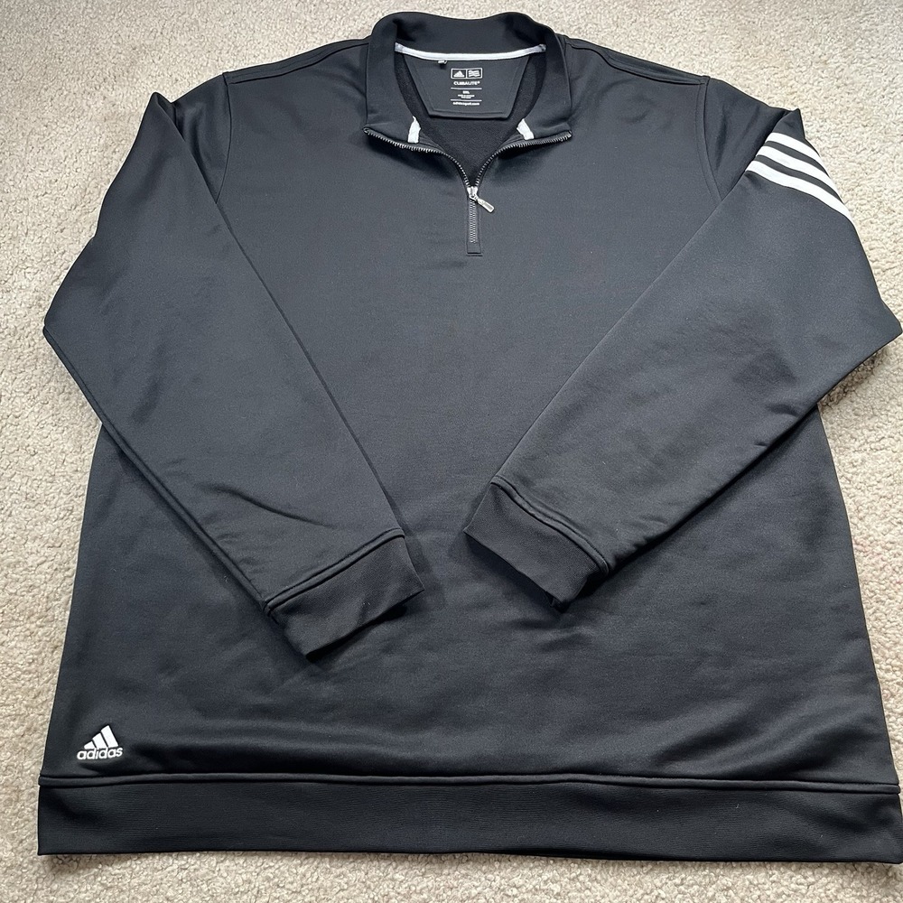 Adidas Golf Climalite Jacket Mens 2XL Black 1/4 Zip Mock Neck‎ Breathable Soft